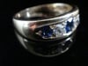 VICTORIAN 18CT YELLOW GOLD NATURAL SAPPHIRE & OLD CUT DIAMOND 5 STONE GYPSY RING