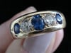 VICTORIAN 18CT YELLOW GOLD NATURAL SAPPHIRE & OLD CUT DIAMOND 5 STONE GYPSY RING