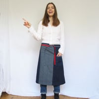 Image 1 of Denim Patchwork Stripe Apron, One-Of-A-Kind, Unisex. No16:1. Was £118.00 now 25% off