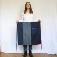 Image 4 of Denim Patchwork Stripe Apron, One-Of-A-Kind, Unisex. No16:1. Was £118.00 now 25% off