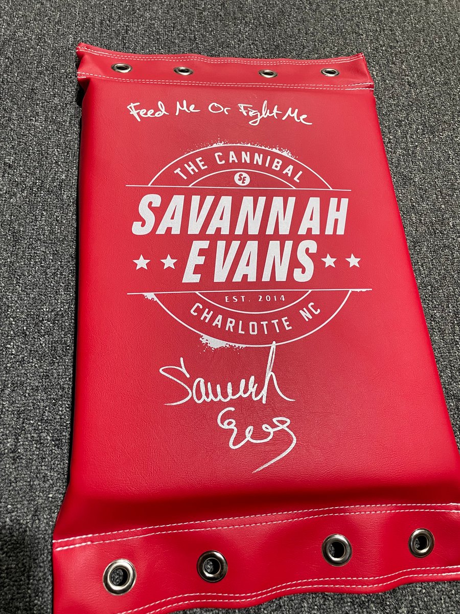 Autographed custom printed turnbuckle pad Savannah Evans
