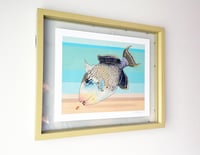 Image 2 of Fine Art Print signed by Al Q / Yellow Margin Triggerfish (16 in. x 20 in.) suitable for framing