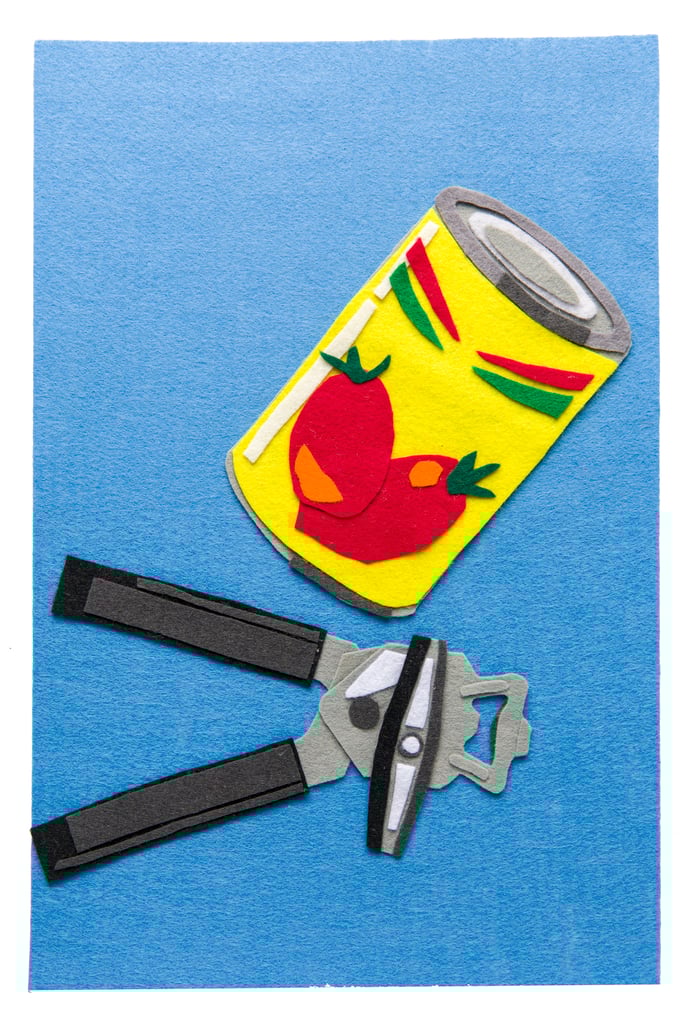 Image of Felt collage 'Tomato can'