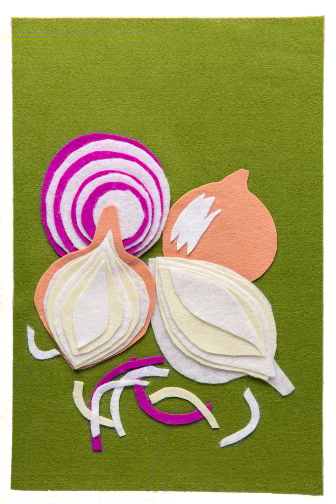 Image of Felt collage 'Onionsoup'