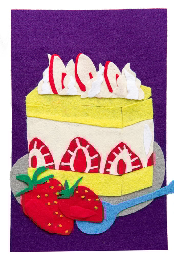 Image of Felt collage ' Strawberry cake'