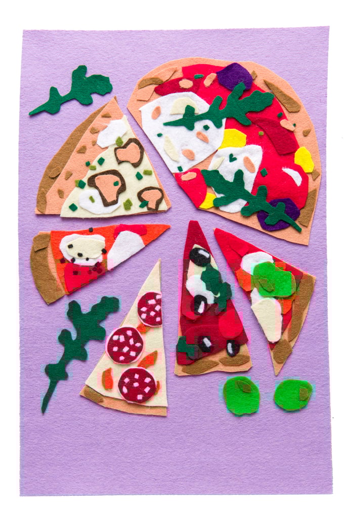 Image of Felt collage 'Pizza'