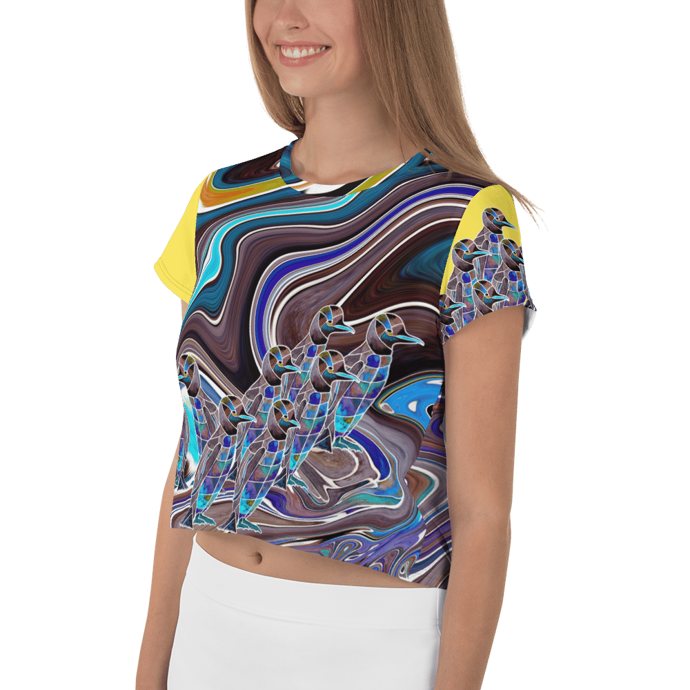 Image of Rainbow Penguin Love All-Over Print Crop Tee