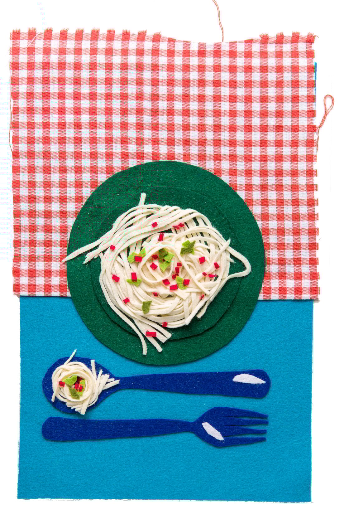 Image of Felt collage 'Aglio e olio'