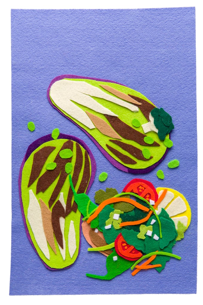 Image of Felt collage 'Grilled aubergine'