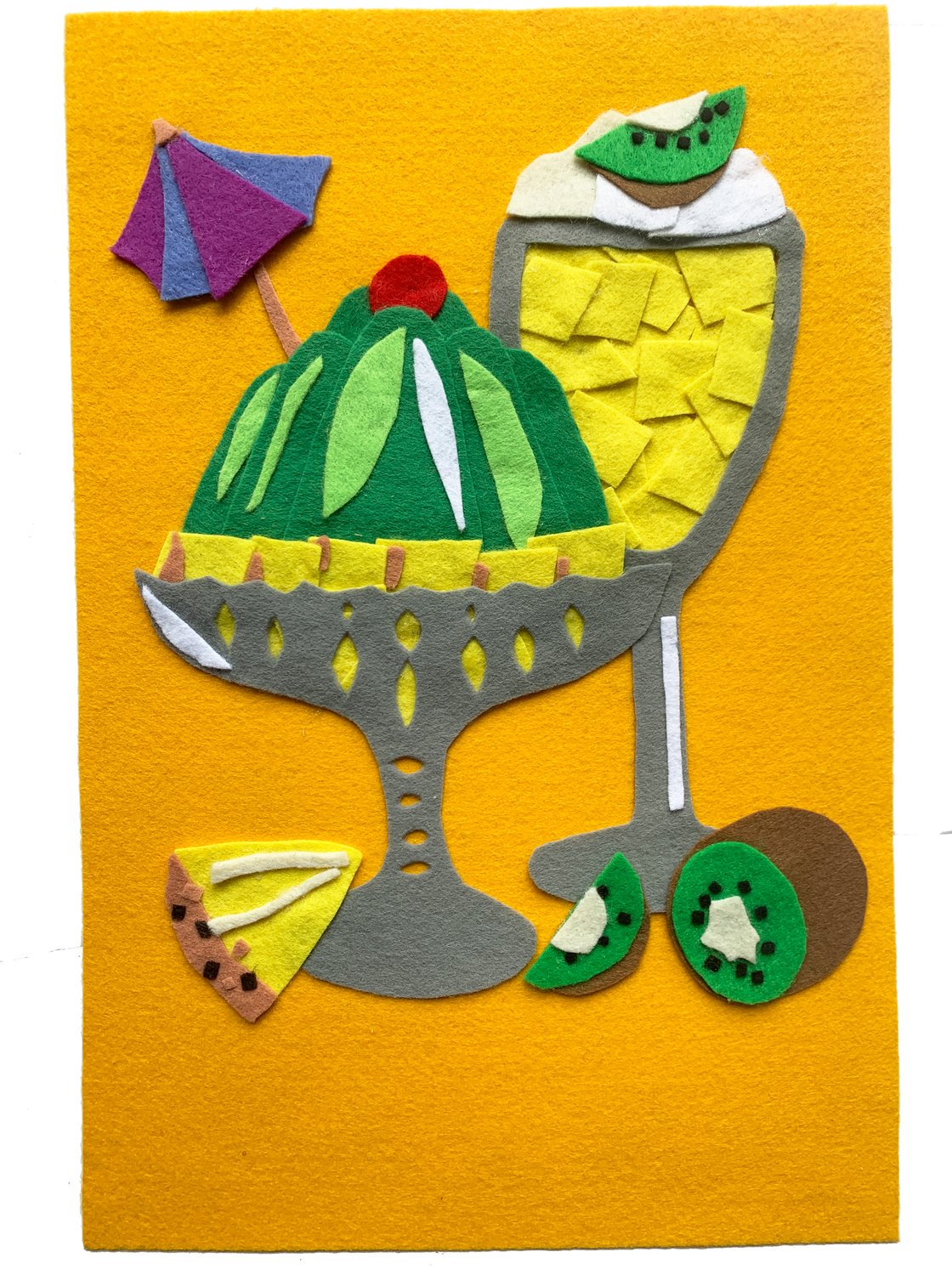 Image of Felt collage 'Pineapple jello'