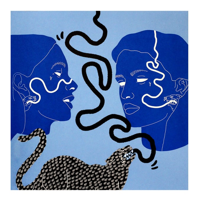 Image of  Screen Print "The Strength Between Us" Blue Background Variant