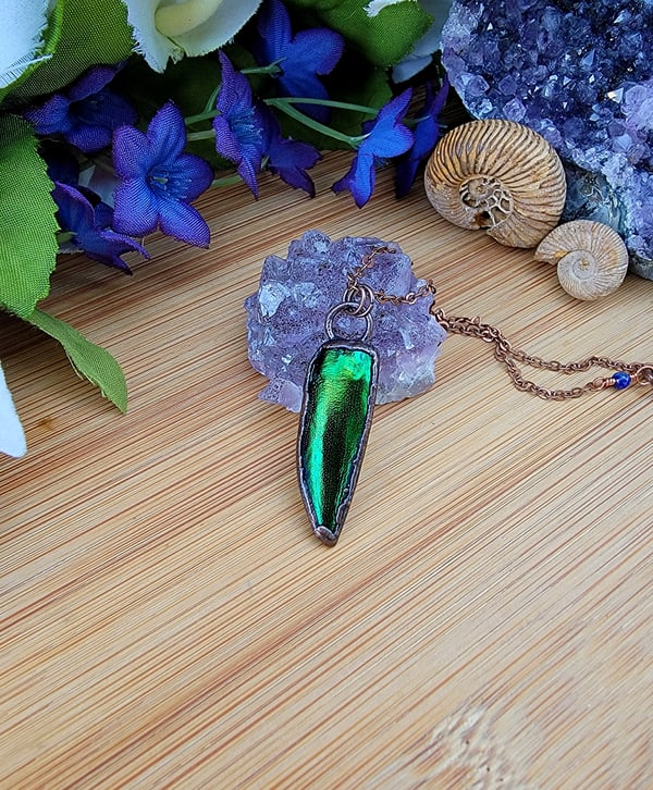 Image of Jewel Beetle Wing Pendant #2