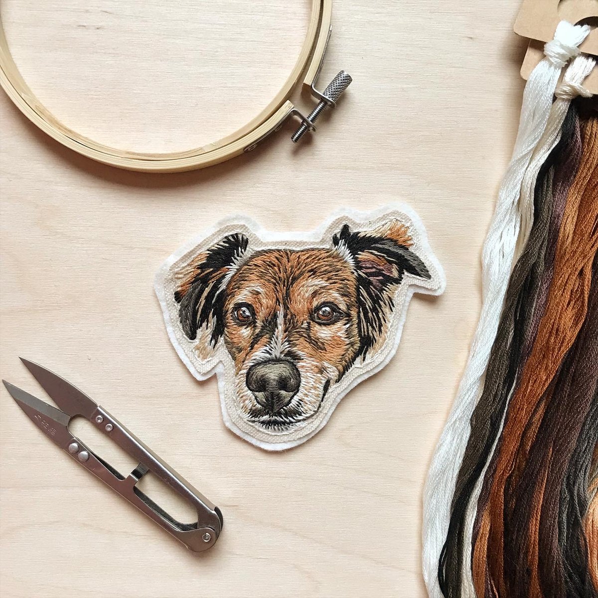 Custom Hand Embroidered Pet Portrait Patch