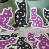 Black & Purple Celestial Star and Moon Cat Stickers (12 Pack)