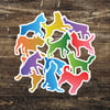 Colorful Gradient Dog Silhouette Stickers (12 Pack)