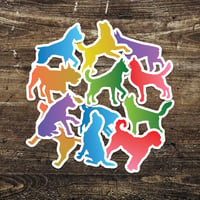 Image 1 of Colorful Gradient Dog Silhouette Stickers (12 Pack)