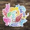 Colorful Celestial Star and Moon Cat Stickers (12 Pack)