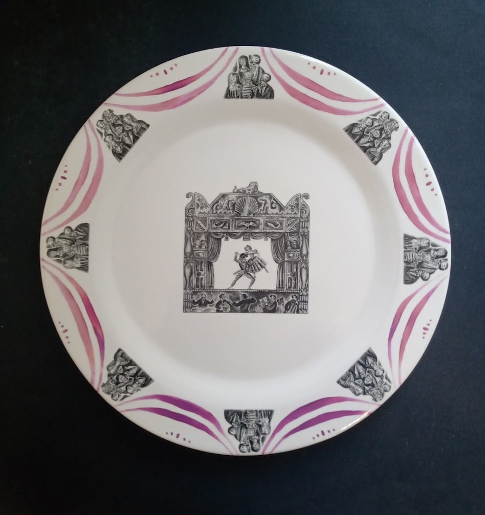 Harlequinade toy theatre large plate