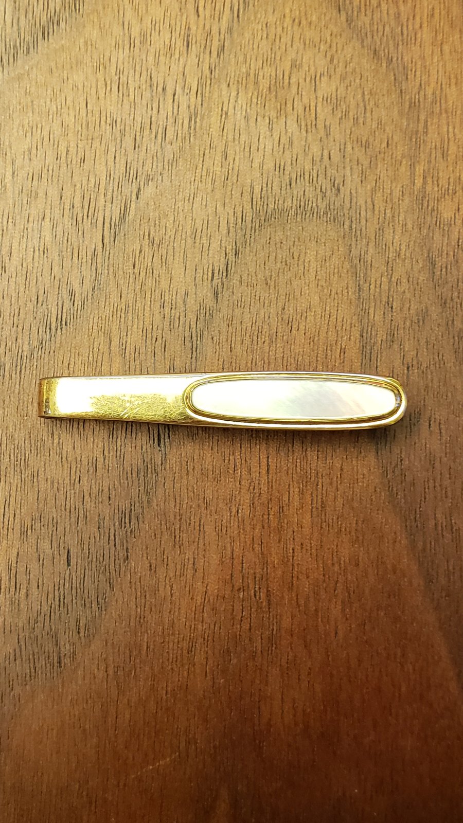 Image of Vintage gold plated Mother of Pearl tie slide