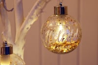 Personalised 'Nadolig Cyntaf' LED Glass Glitter Bauble