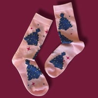 Image 1 of Christmas Support Socks - Glove Trees