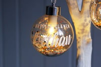 Image 1 of Personalised 'Nadolig Llawen' LED Glass Glitter Bauble