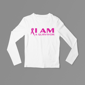 Image of Unisex I AM A Survivor Short & Long Sleeve T-Shirt in Black, Pink or White