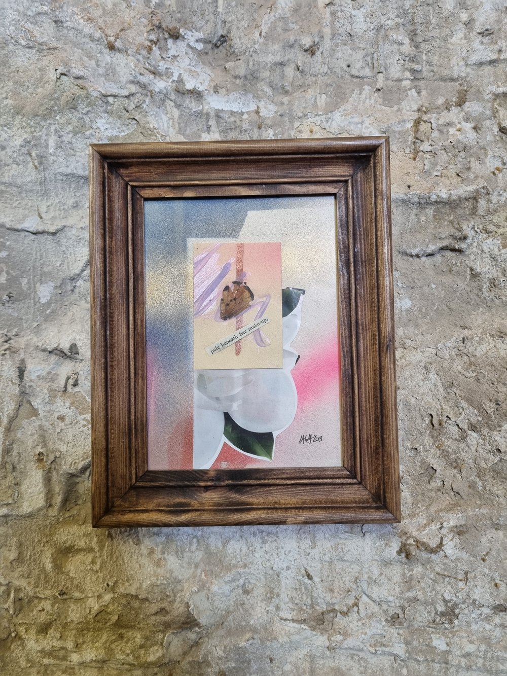 Image of Small One of a kind Mixed Media Framed Collage "Pale Beneath Her Makeup" 2018