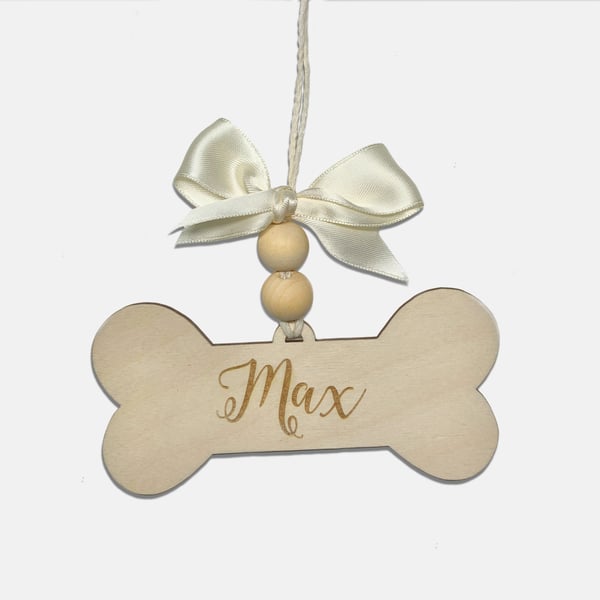 Image of Personalized Engraved Pup Name Christmas Ornament