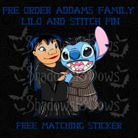 Image 1 of  Addams Family Lilo and Stitch Pin