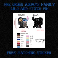 Image 2 of  Addams Family Lilo and Stitch Pin