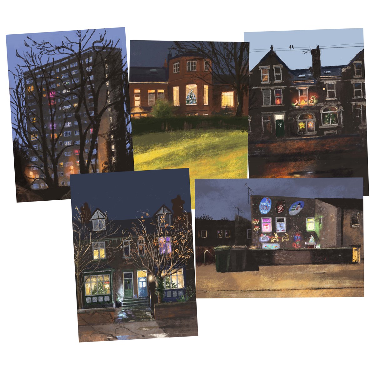 Image of  'Christmas Houses' Luxury Christmas Cards