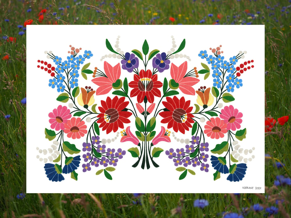 Image of Heritage Collection Hungarian Wildflower Folk Fine Art Print