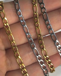 Image 3 of "Florence" Figaro Chain Set (Silver & Gold)