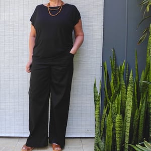 Image of Black Sateen Linea pants 