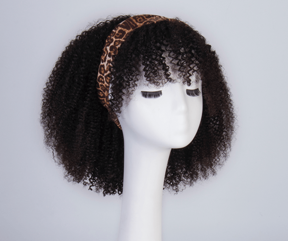 Image of 16 inch KINKY CURLY 3c/4a HEADBAND WIG WITH BANGS 