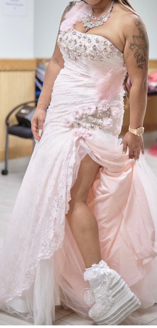 Image of Pink blushing bride gown 
