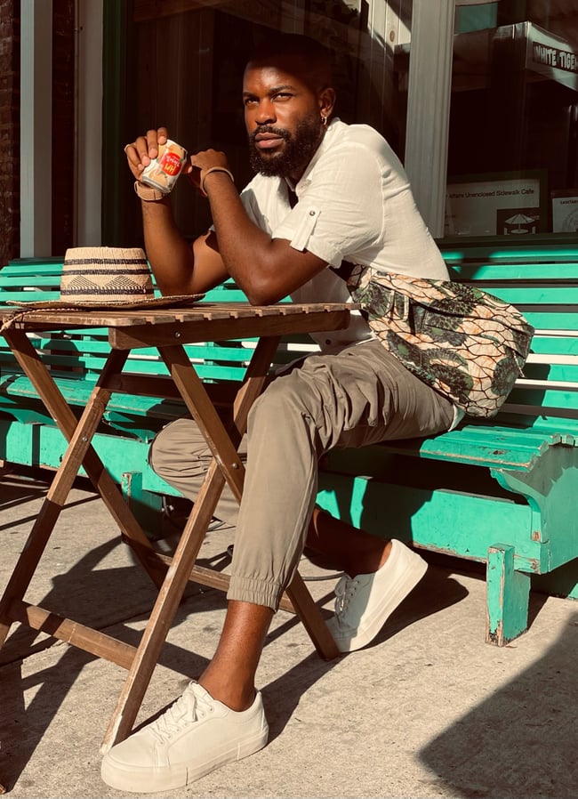 •Oya• Commuter Belt Bag : 9ines ankara printed leather