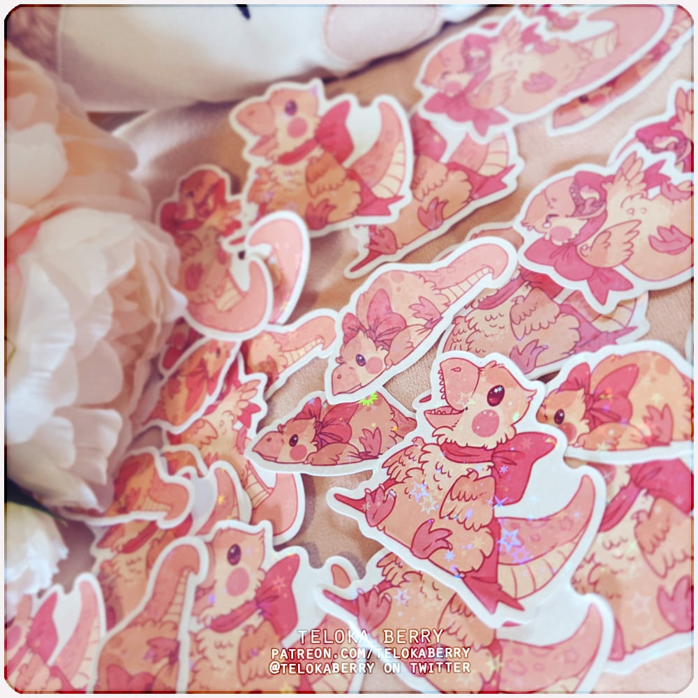 Image of tiny t-rex die-cut stickers