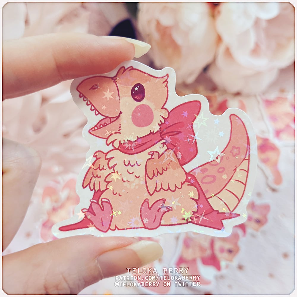 Image of tiny t-rex die-cut stickers