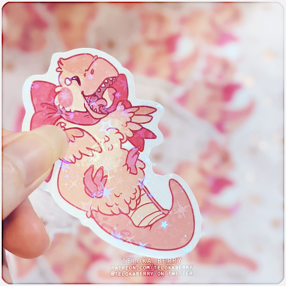 Image of tiny t-rex die-cut stickers