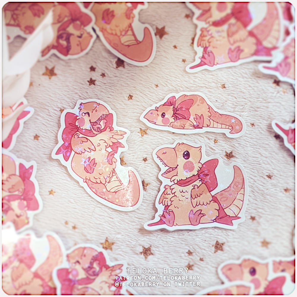 Image of tiny t-rex die-cut stickers