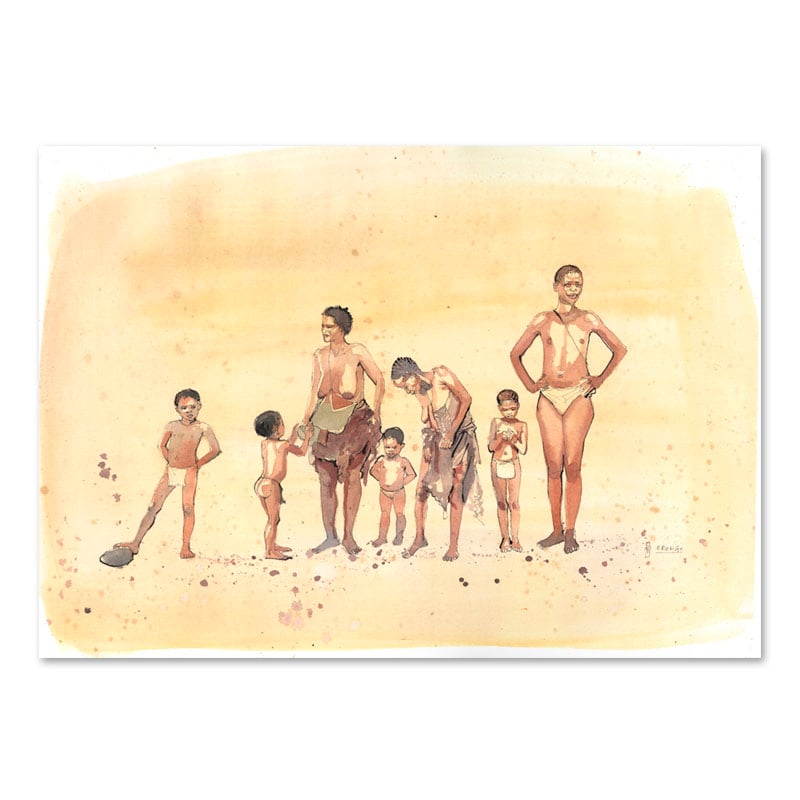 Image of Original Painting - "Famille San à Erongo" - 36x51cm