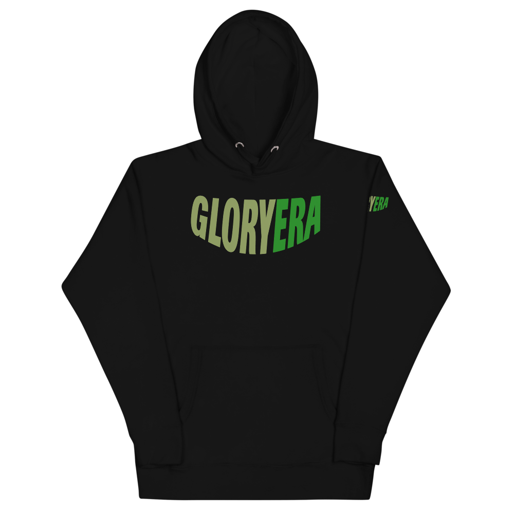 Image of GLORYERA® CREW HOODIE (BLACK/MOSS/GREEN)