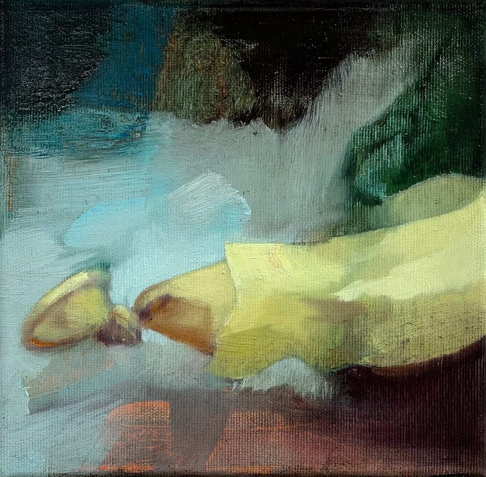 Image of Painting / maleri / "Bristet (gul)" / 20x20 cm