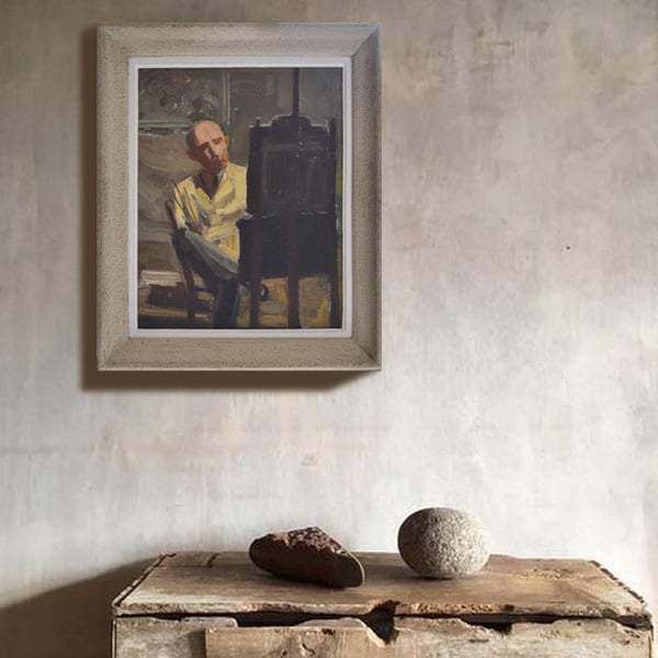 Image of 1950's, Self Portrait Oil Painting, Albert Hulstaert (1918-2011) 