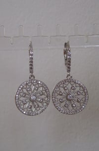 Image 1 of Kate Middleton Duchess of Cambridge Inspired Replikate Round Pavé Lattice Clear Crystal Earrings