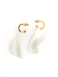 Image 1 of PETALS ON CREOLES _ EARRINGS E3 WHITE