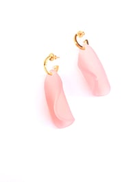Image 2 of PETALS ON CREOLES  _  EARRINGS E3     SATIN PINK