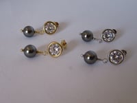 Image 4 of Kate Middleton Duchess of Cambridge Inspired Replikate Black & White Pearl Drop Crystal Earrings